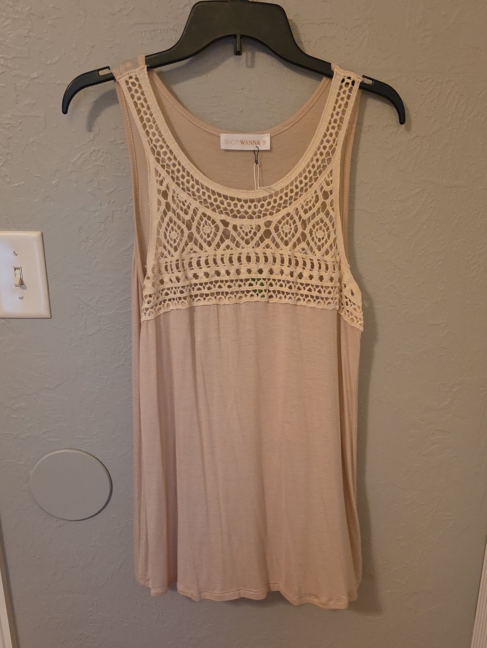 Women's Crochet Neck Top, Size M, NWT